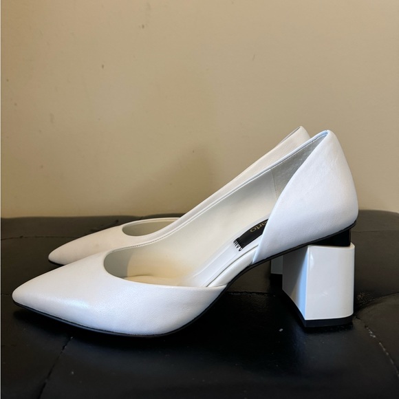 Franco Sarto Lucy Block Heels - Size 6 - White Leather - Picture 2 of 5